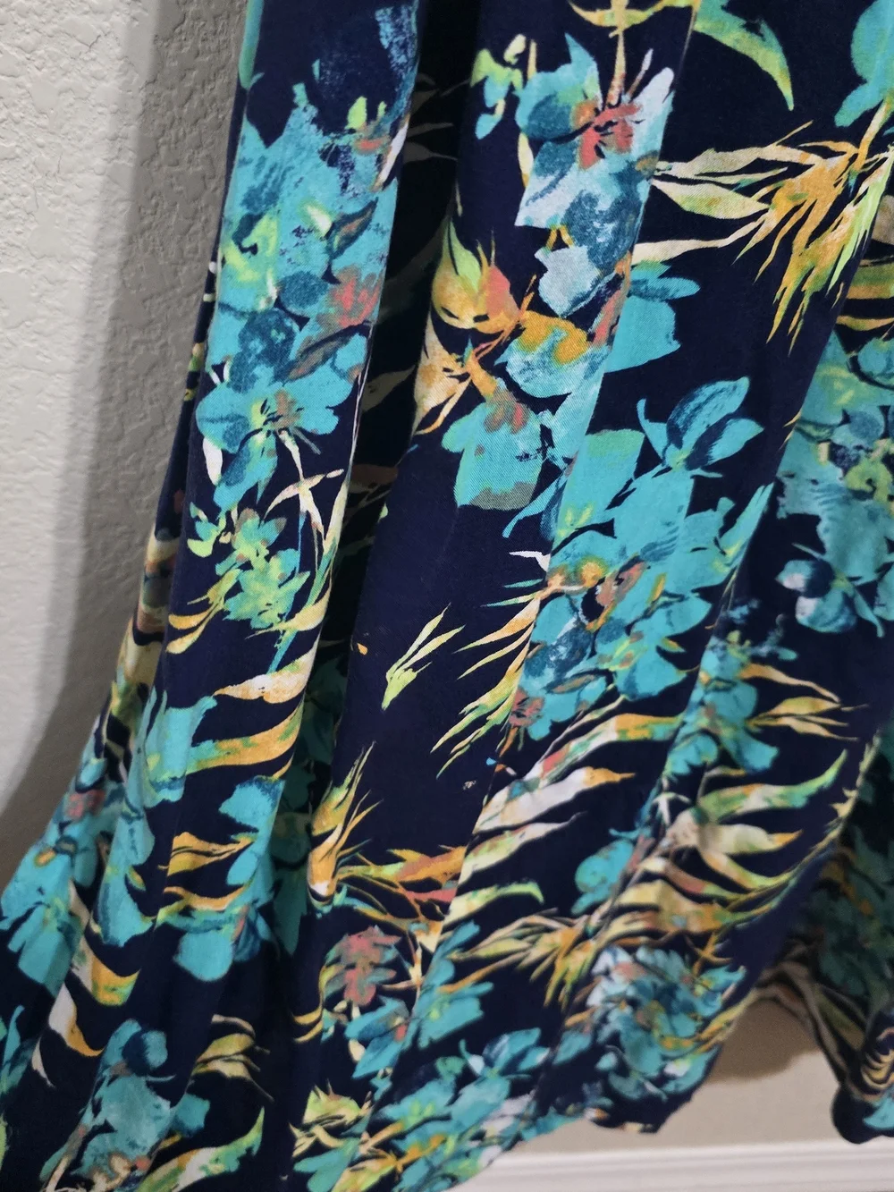 Mudd Y2K Navy Striped & Teal Floral Maxi Dress